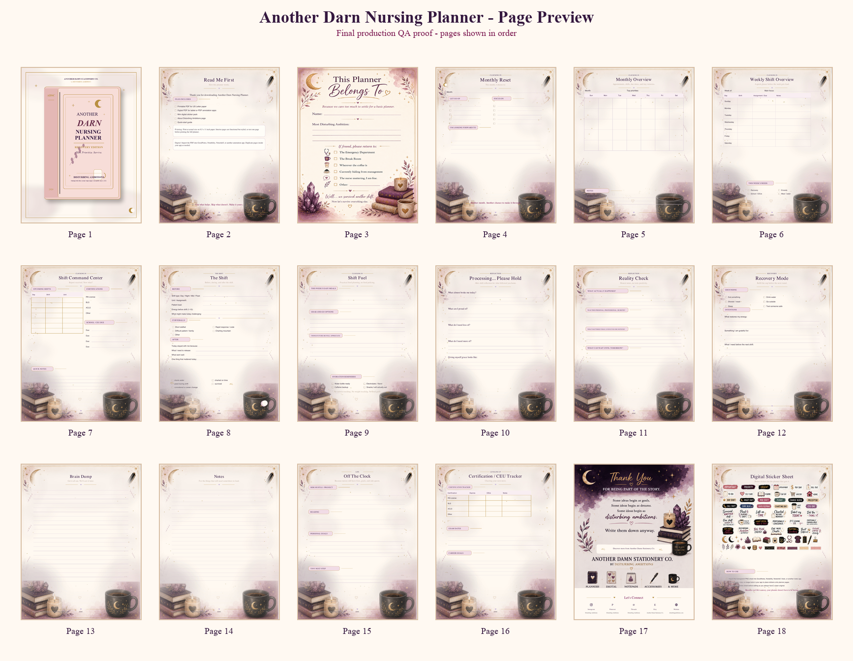 Another Darn Nursing Planner product page preview.
